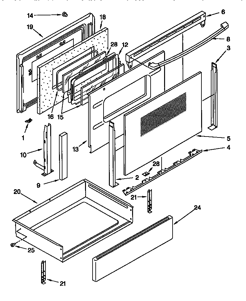 KitchenAid KERC600EAL5 door and drawer diagram