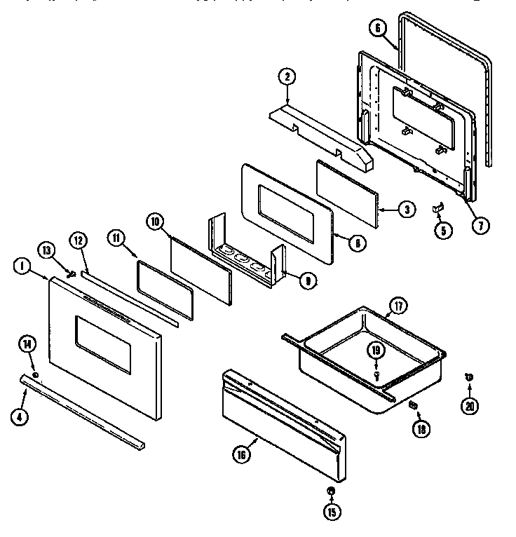 Maytag MER4820AAW door/drawer diagram