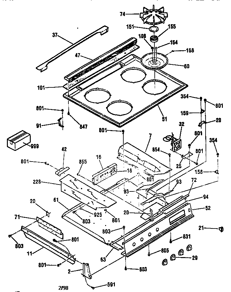 Kenmore 91136665790 maintop section diagram