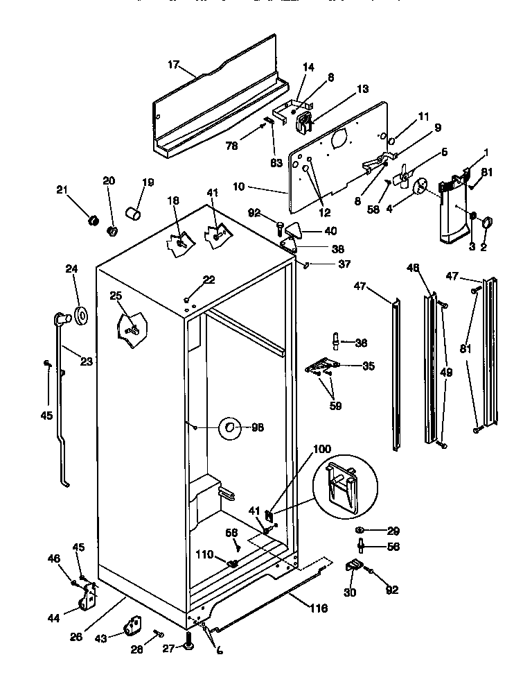 Frigidaire FRT21LRFD2 cabinet diagram