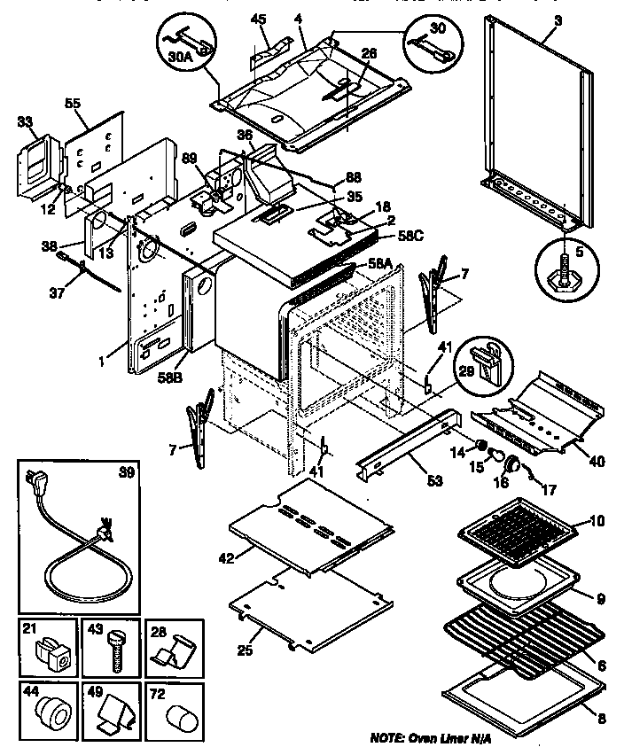 Frigidaire FGF353CASH body diagram