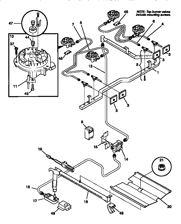 Frigidaire FGF333SAWJ burner diagram
