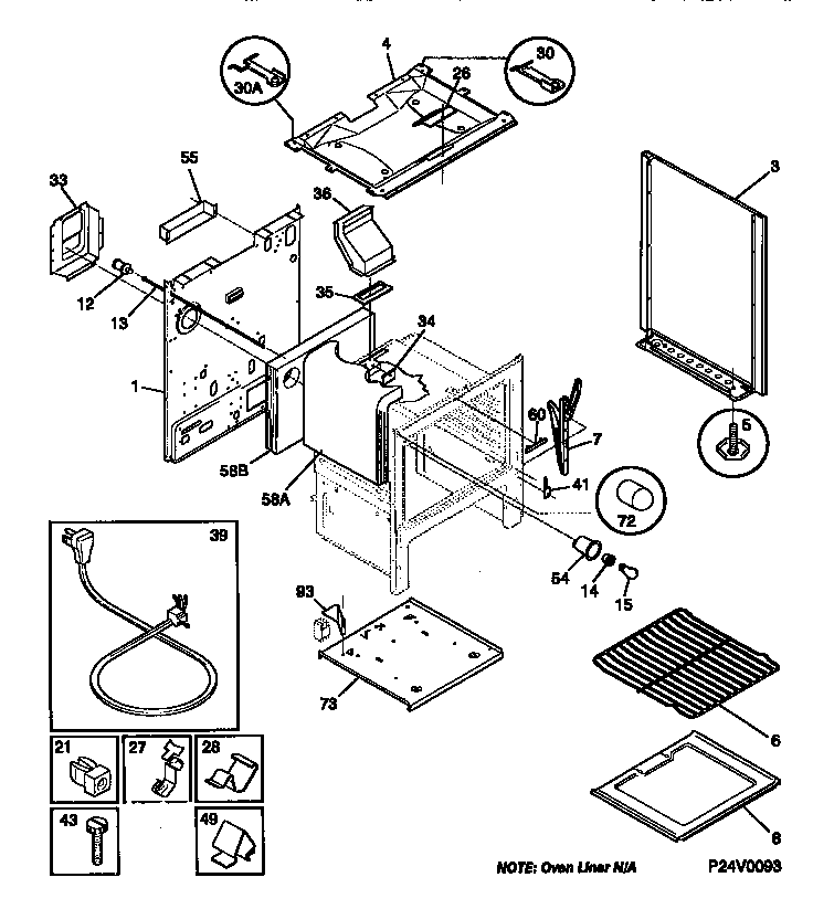 Frigidaire FGF333SAWJ body diagram