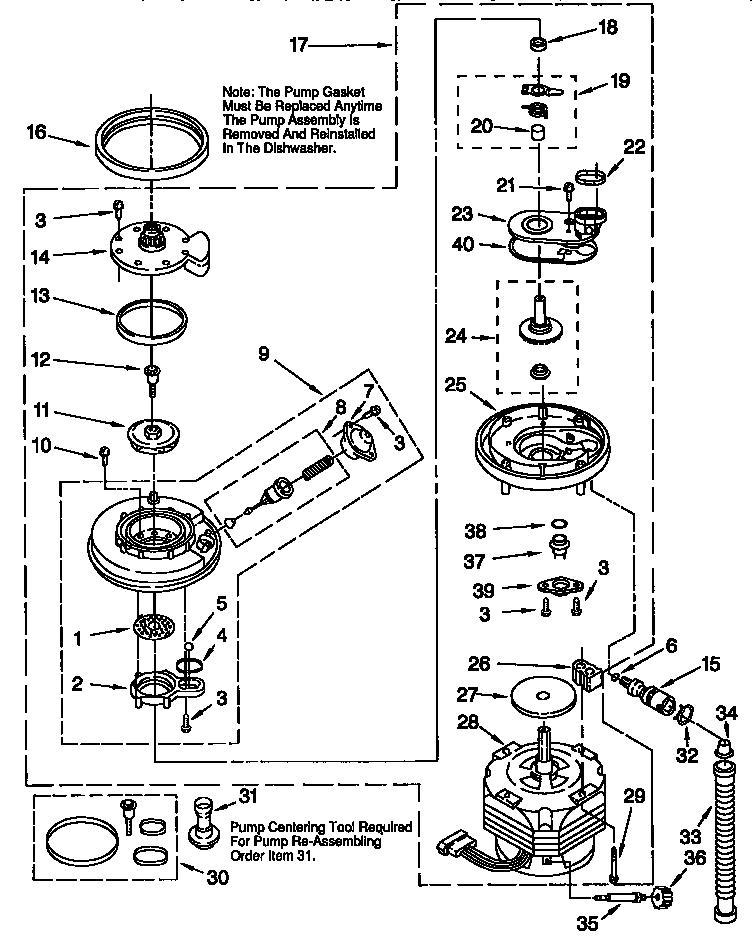 Whirlpool GU980QPDZ0 pump and motor diagram