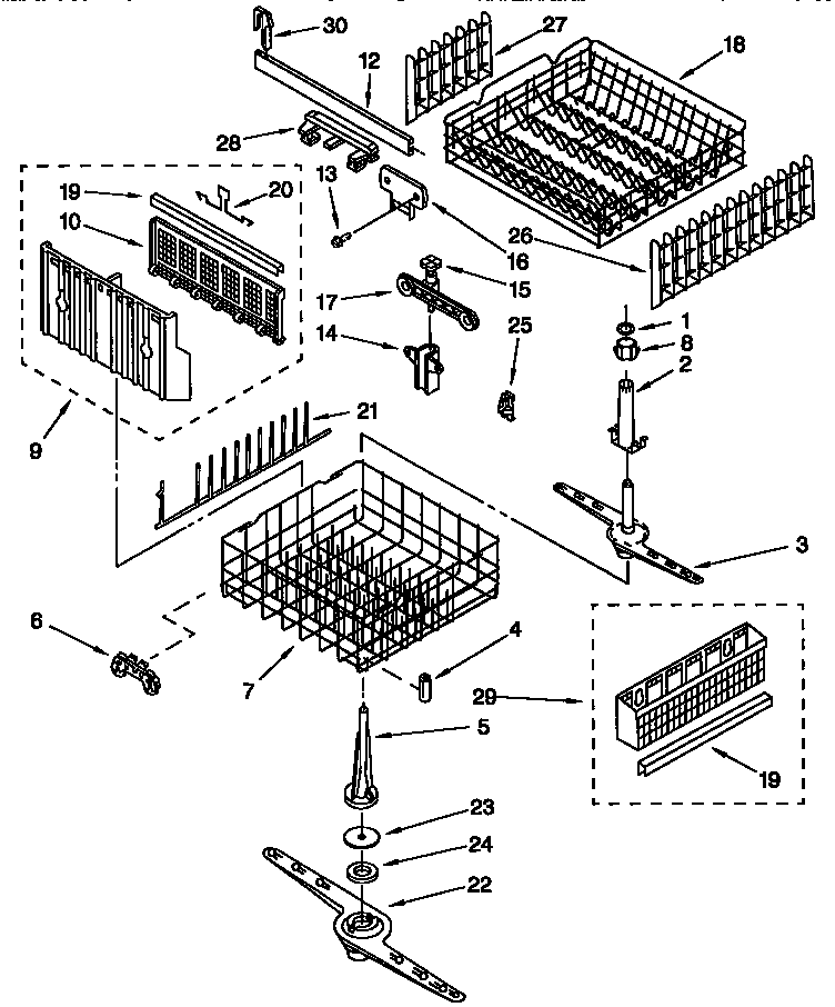 Whirlpool GU980QPDZ0 dishrack diagram