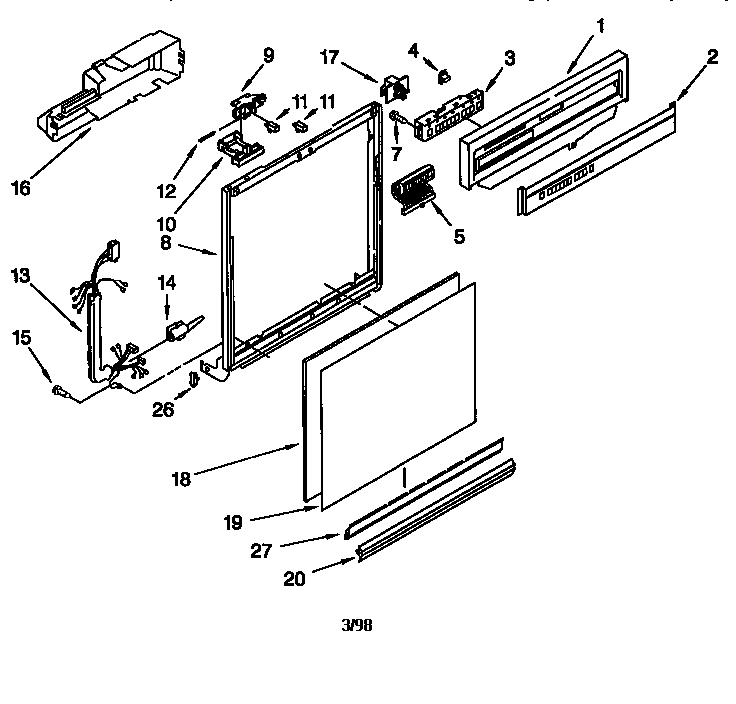 Whirlpool DU920QWDB6 frame and console diagram