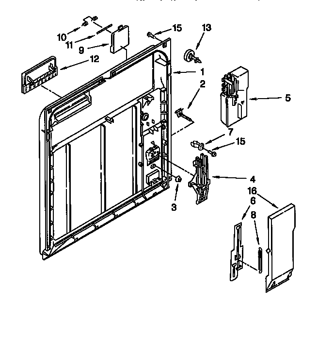 Whirlpool DU920QWDB6 inner door parts diagram