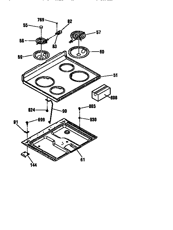 Kenmore 91192391790 maintop section diagram