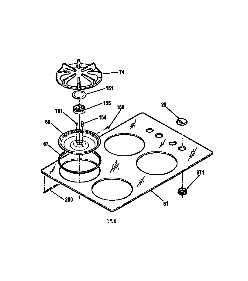 Kenmore 91132355591 main top section diagram
