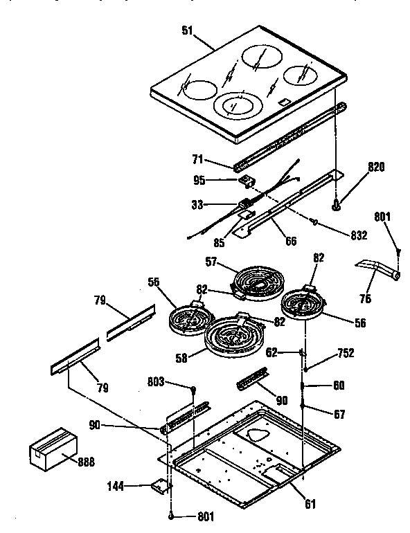 Kenmore 91195566790 main top section diagram