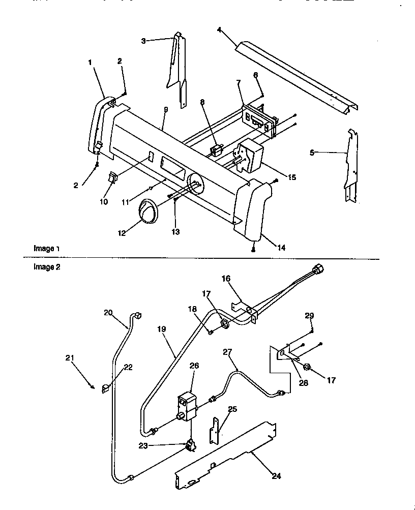 Amana ARG7200W-P1143329NW backguard and gas supply diagram
