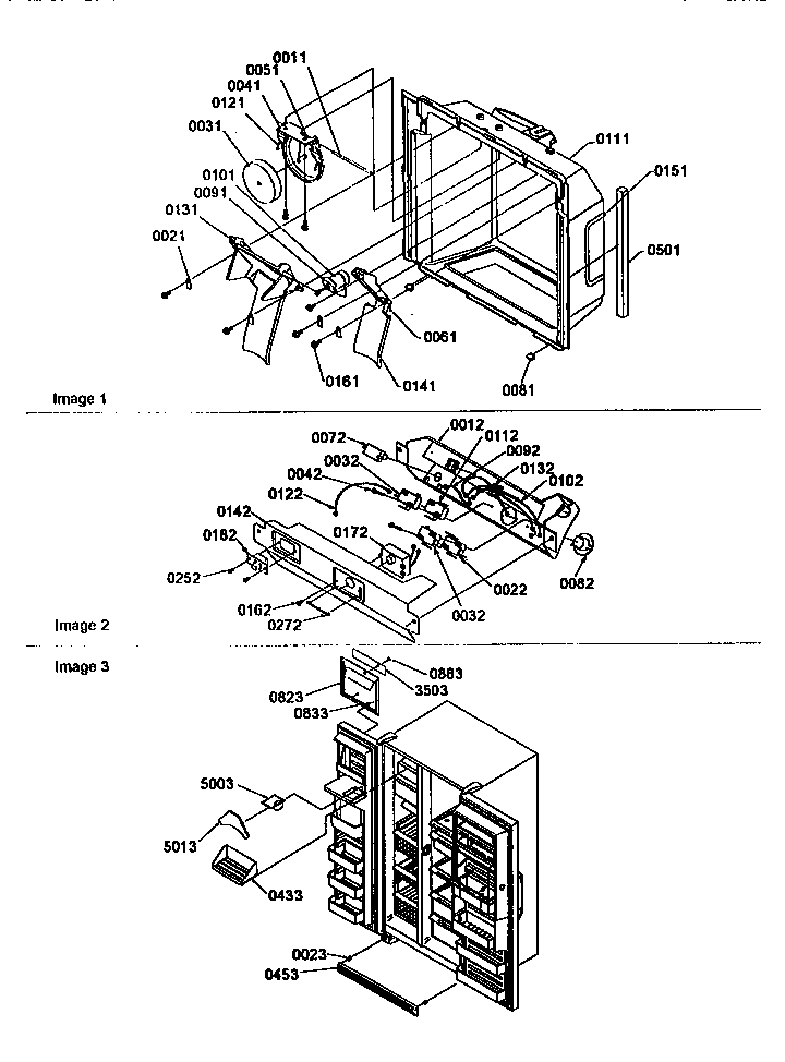 Amana SRD27SE-P1190329WE ice&water cavity/elec. brkt/toe gri diagram