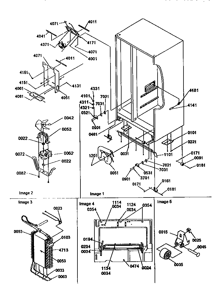 Amana SRD27SE-P1190329WE drain system/rollers/evap assy diagram