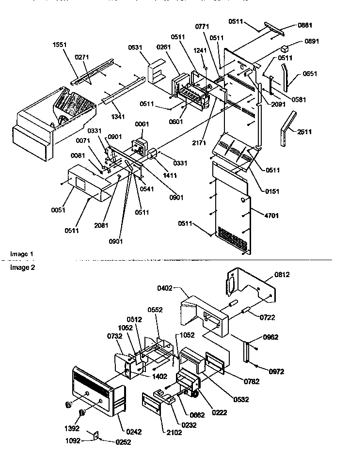 Amana SRD27SE-P1190329WE ice maker/control assembly diagram