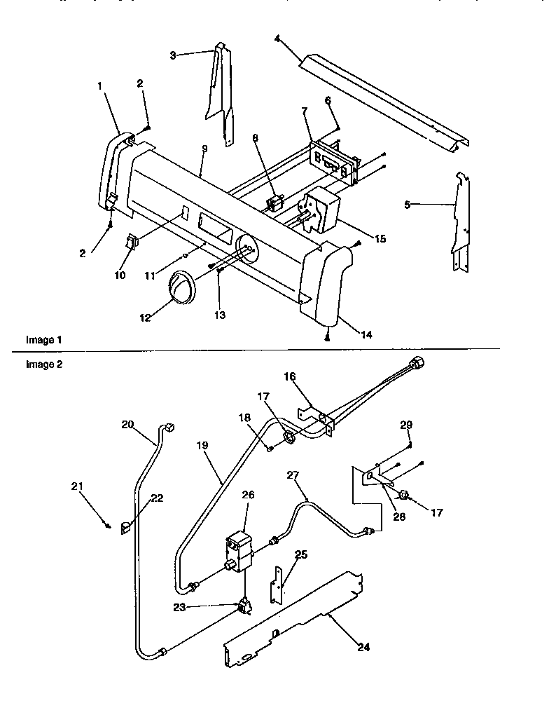 Amana ARG7301W-P1143330NWW backguard and gas supply diagram
