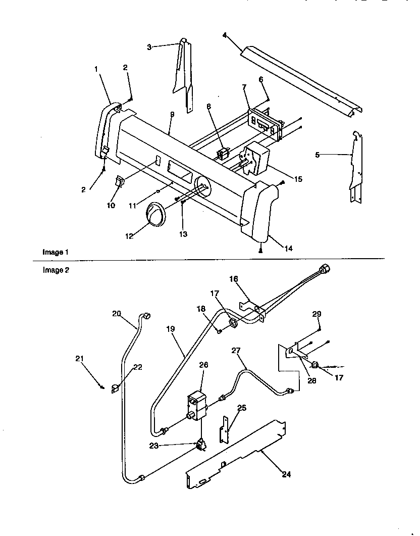Amana ARG7301W-P1143328NW backguard & gas supply diagram