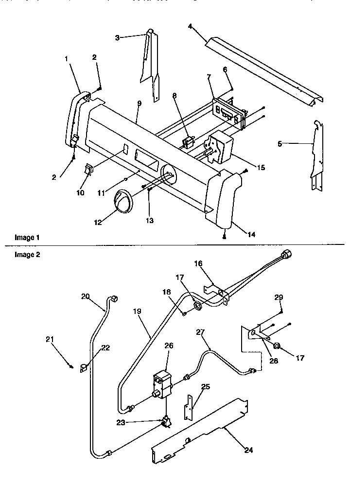 Amana ARG7301LL-P1143328NLL backguard and gas supply diagram