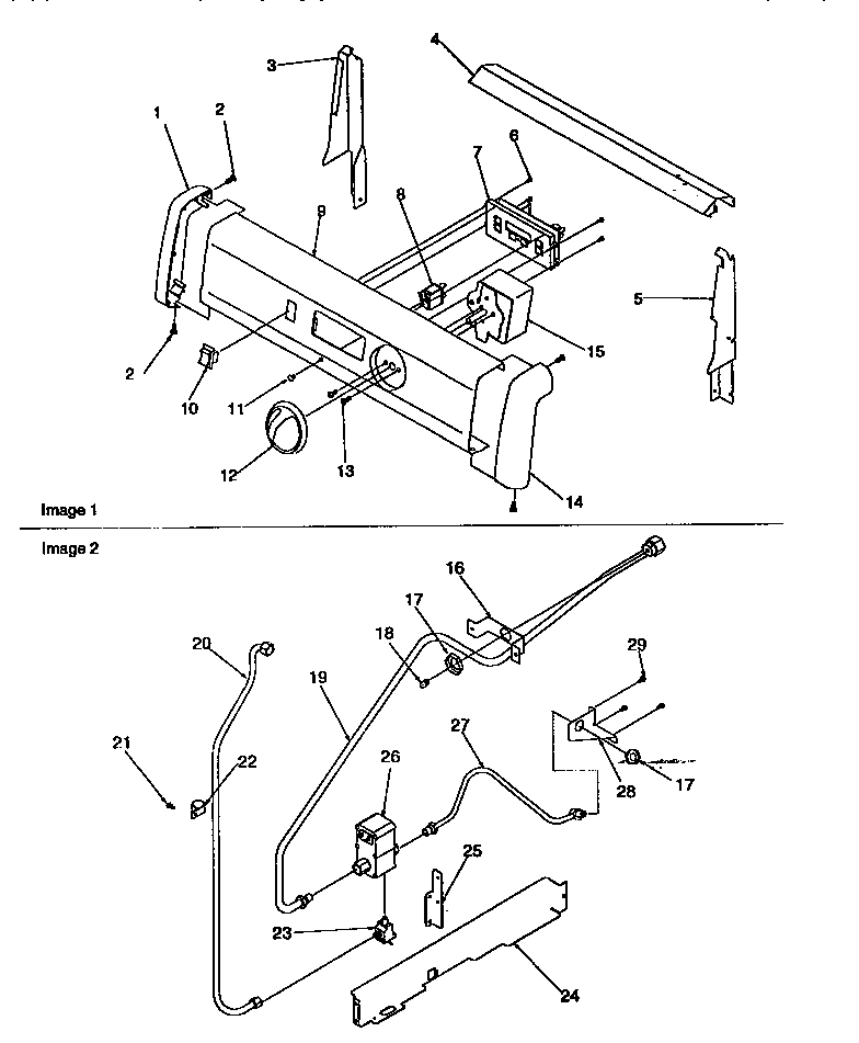 Amana ARG7301W-P1143324NW backguard and gas supply diagram