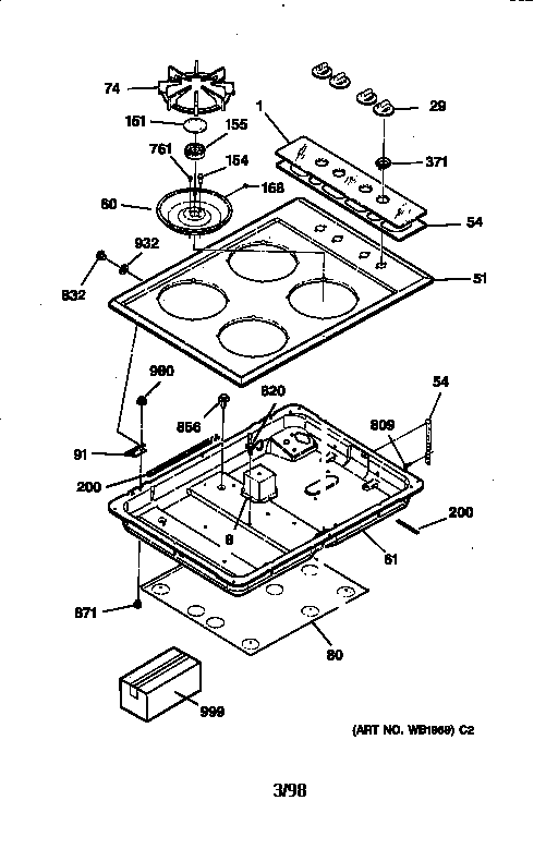 GE JGP326AEV1AA cooktop diagram