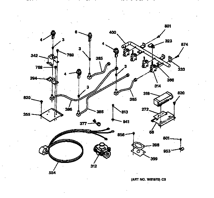 GE JGP326AEV1AA gas & burner parts diagram