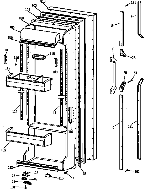 GE TFK25PRAAAA fresh food door diagram