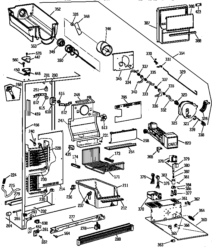 GE TFK25PRAAWW freezer section diagram
