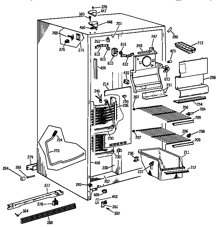 GE TFK20JAAAAA freezer section diagram