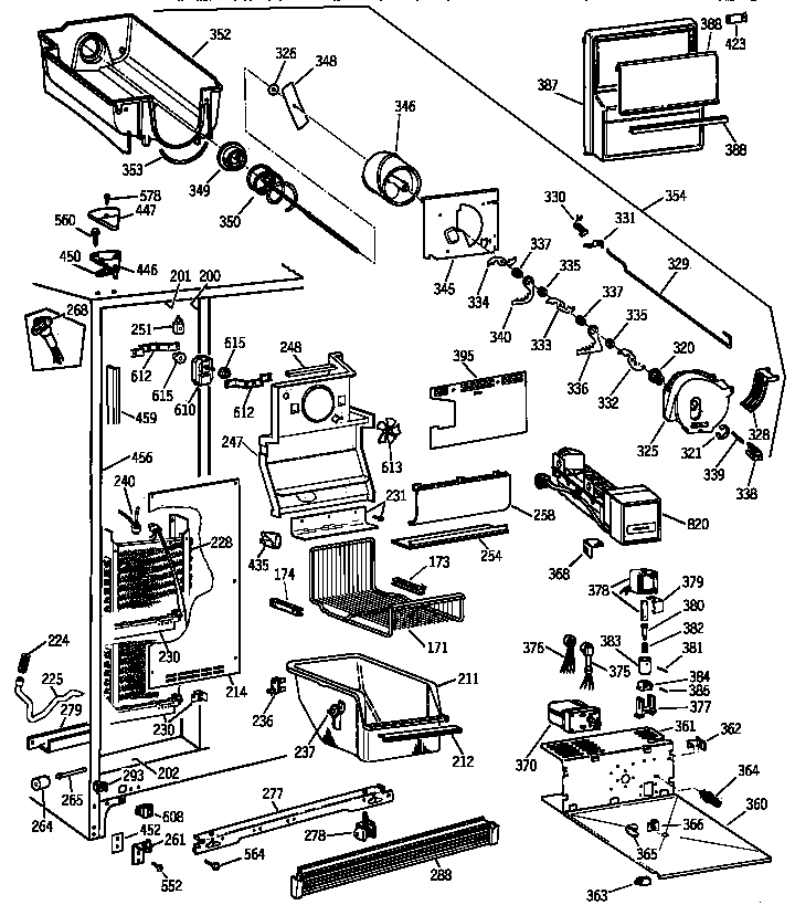 GE TFK22PRAAAA freezer section diagram