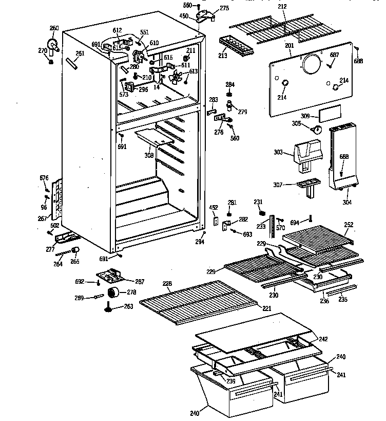 GE TBT14DAZFRWH cabinet diagram
