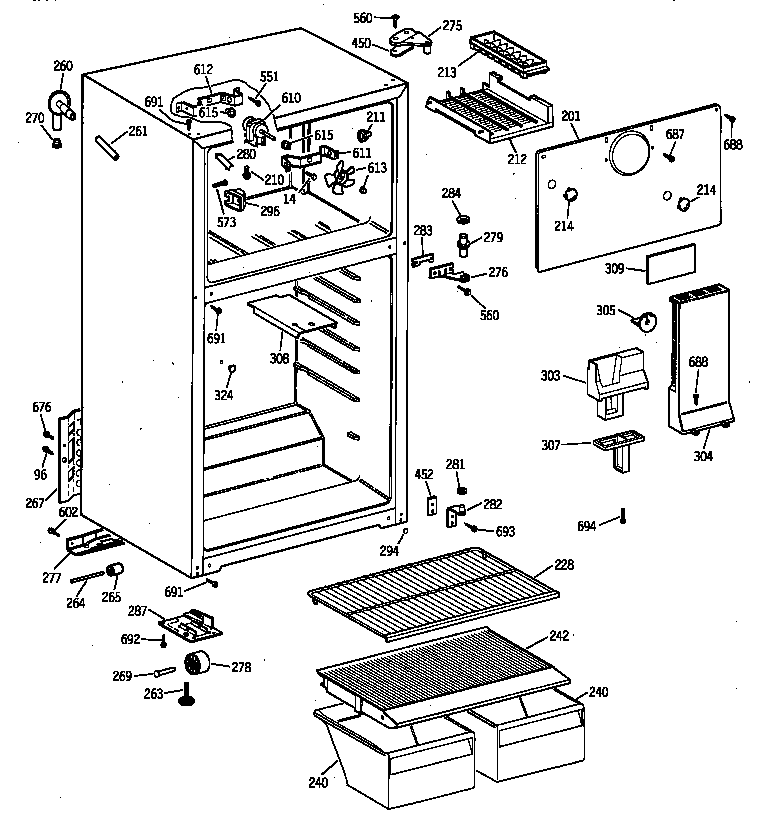 GE TBT14SAZFRAD cabinet diagram
