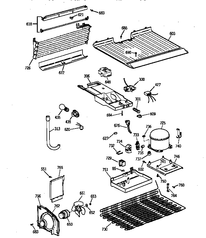 GE TBX16SSZGLWH unit parts diagram