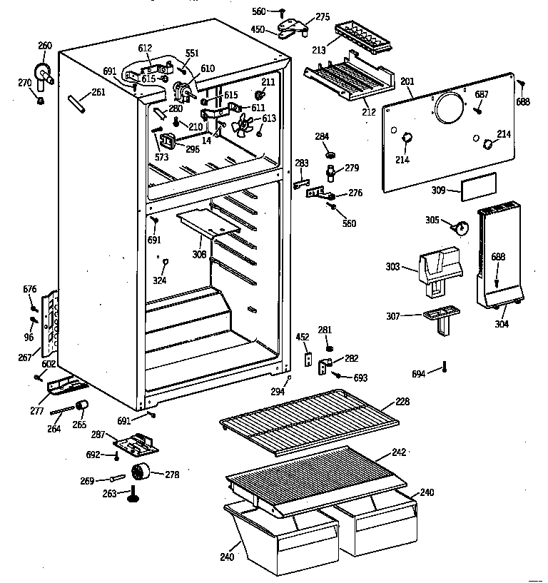 GE TBX16SSZGRWH cabinet diagram