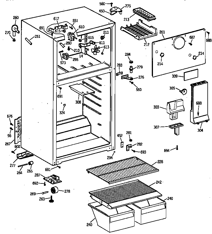 GE TBT14SAZGRWH cabinet diagram