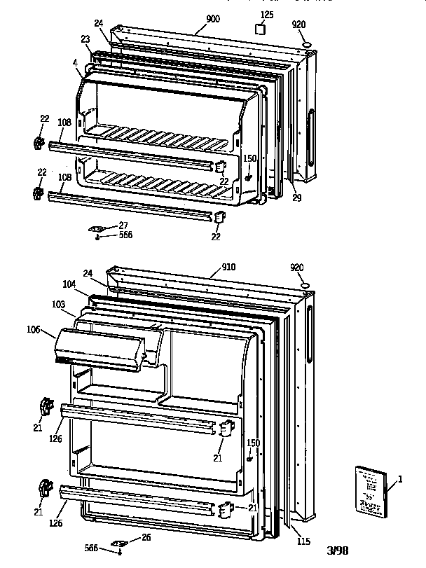 GE CTX18CYBBLAA doors diagram