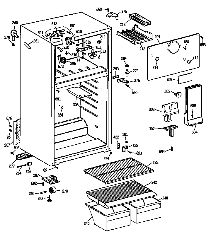 GE CTX18CYBBLAA cabinet diagram