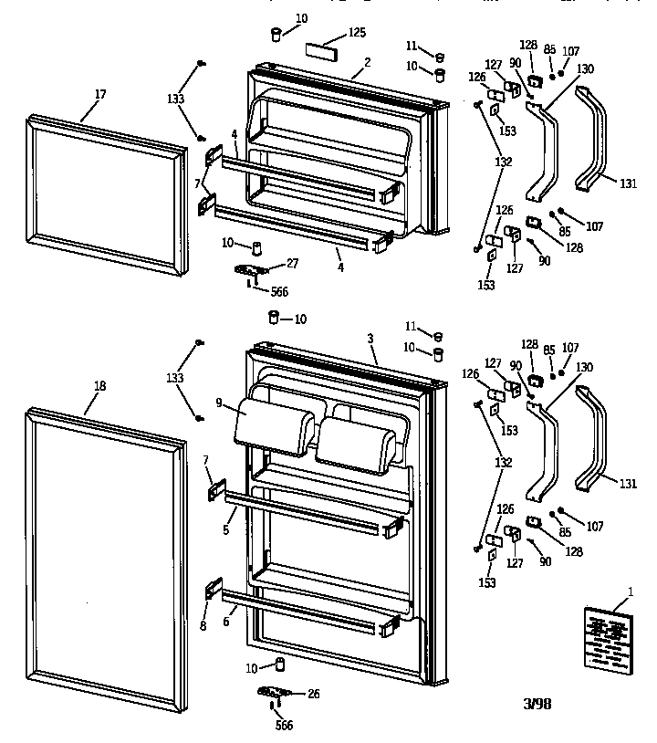 GE CTX14WAYBWH doors diagram
