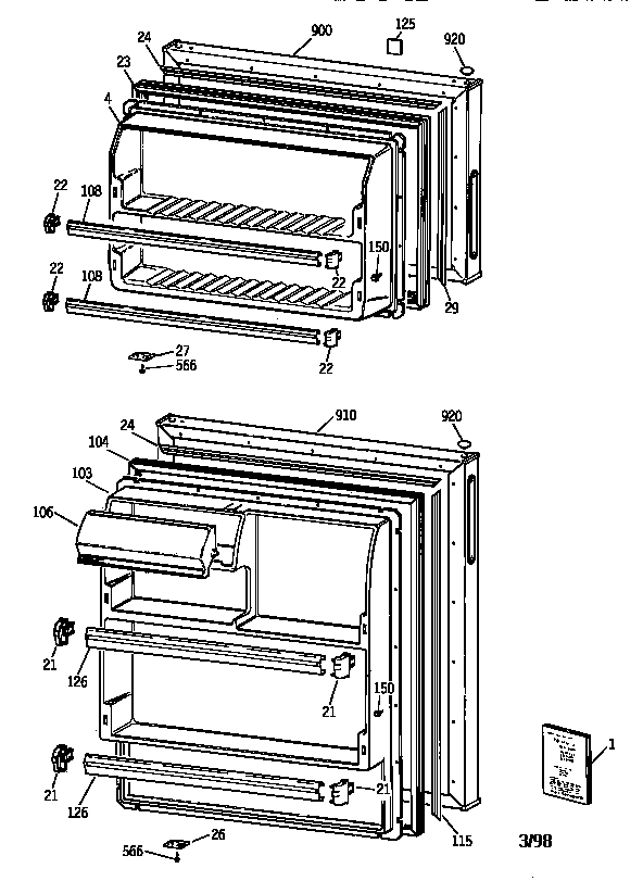 GE CTX16CZBBLAA doors diagram
