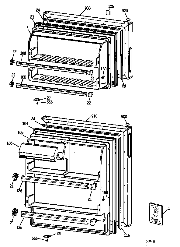GE CTX16CZBBLWW doors diagram
