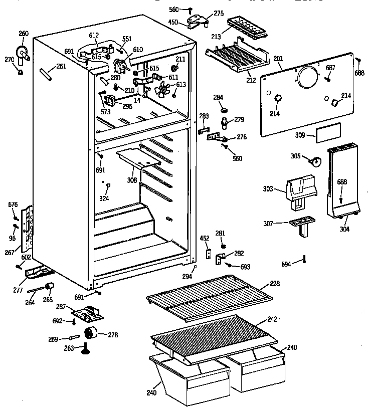 GE CTX16CZBBLWW cabinet diagram