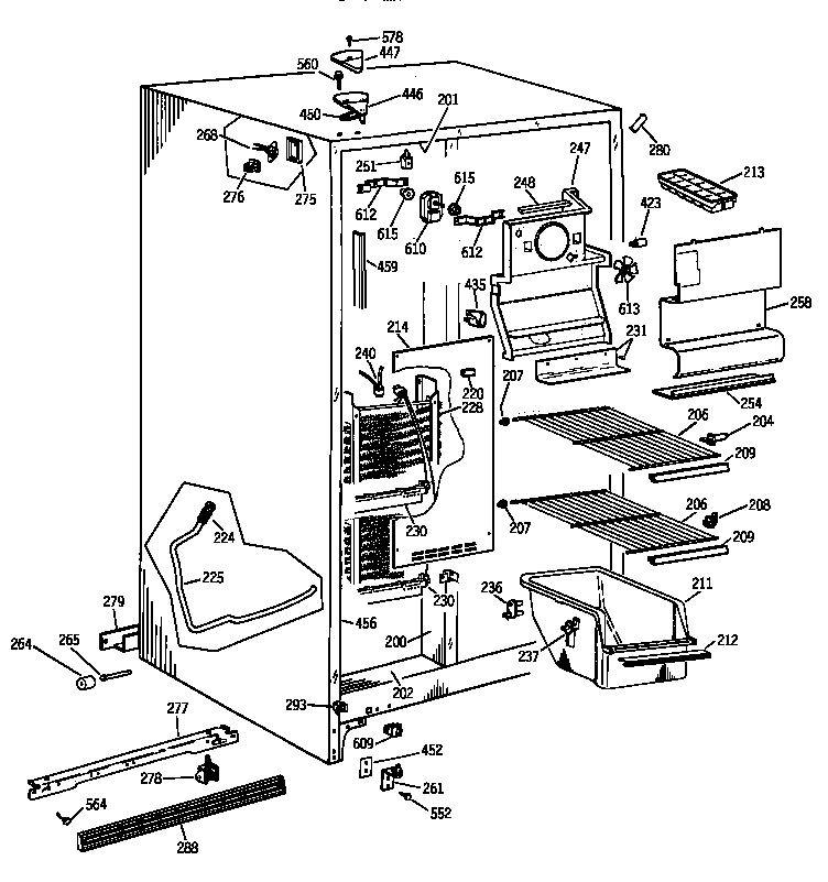 Hotpoint CSK22GAAAAD freezer section diagram