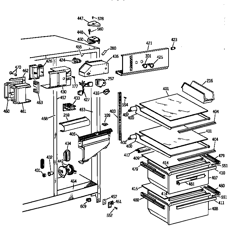 Hotpoint CSK22GAAAAD fresh food section diagram