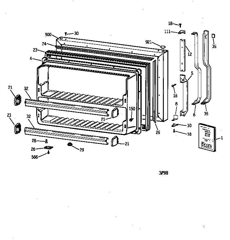 Hotpoint CTX21GABBRWW freezer door diagram