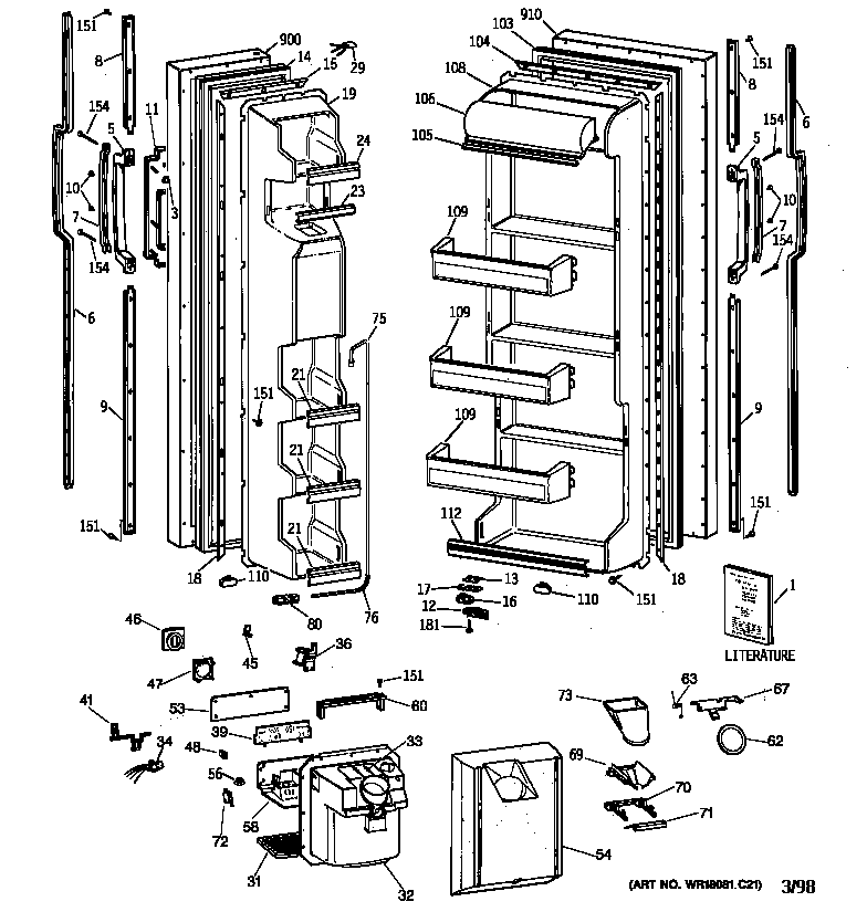 GE MSK22GRAAAD doors diagram
