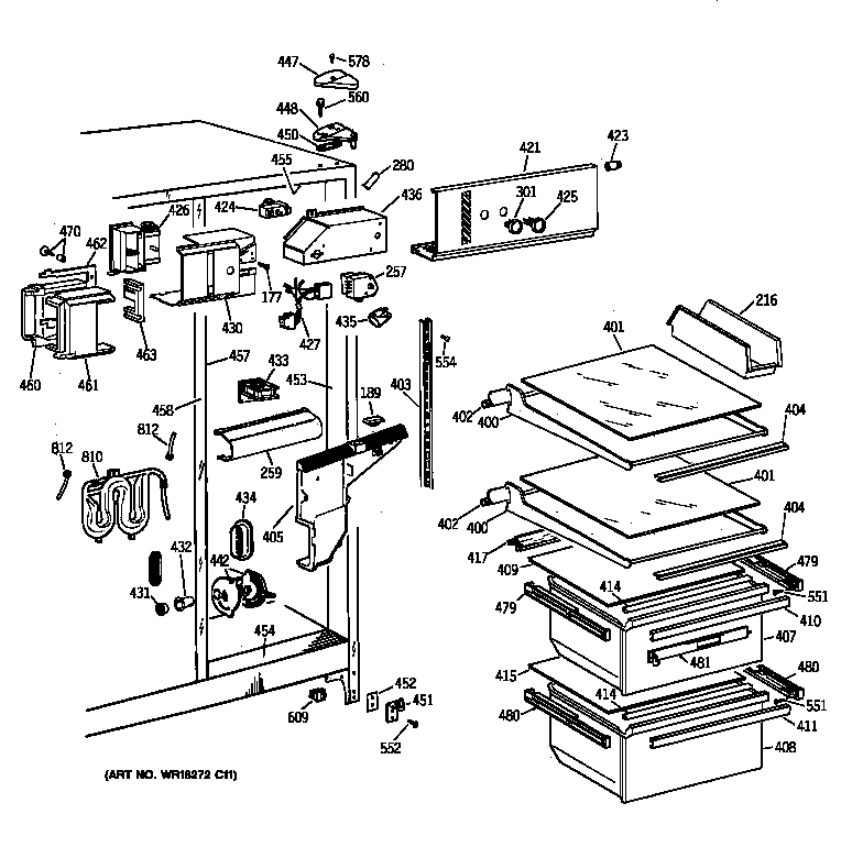 GE MSK22GRAAAD fresh food section diagram