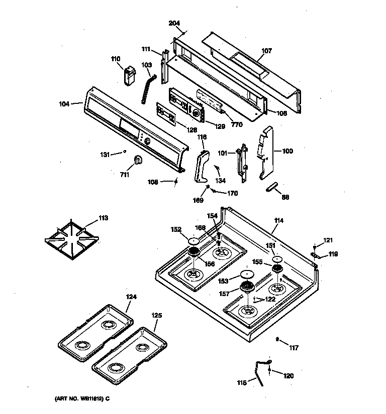 Kenmore 36275581890 control panel & cooktop diagram