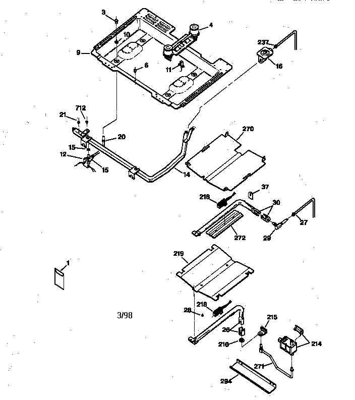 Kenmore 36273288890 gas & burner parts diagram