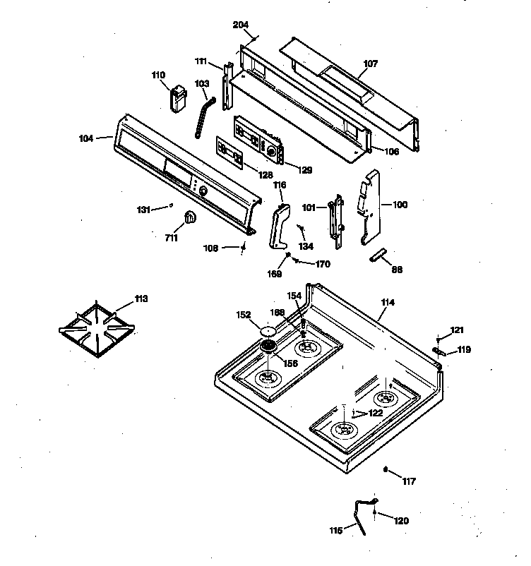 Kenmore 36275381890 control panel & cooktop diagram