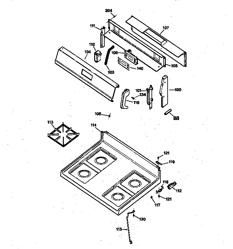 Kenmore 36272761890 control panel & cooktop diagram