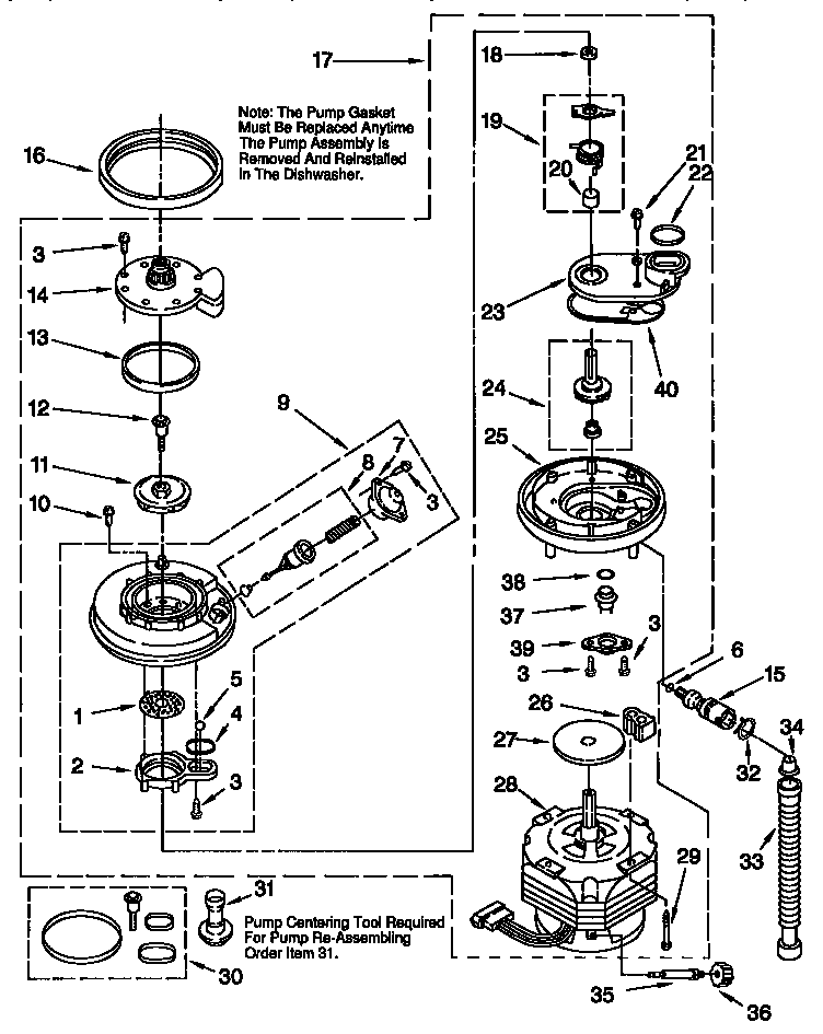 Whirlpool DU929QWDQ1 pump and motor diagram