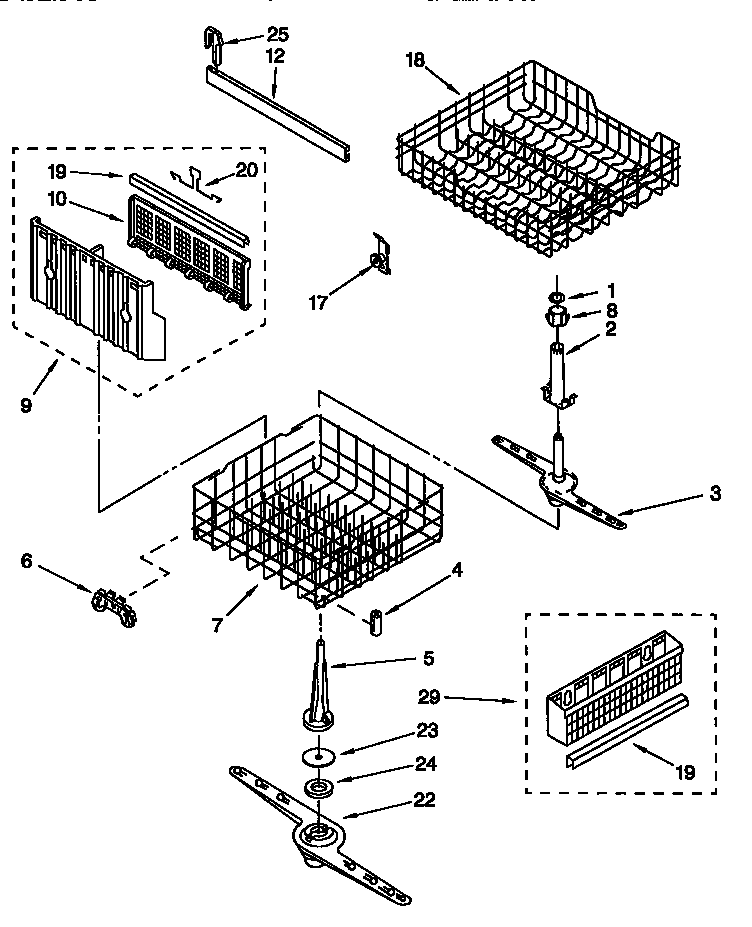 Whirlpool DU929QWDQ1 dishrack diagram